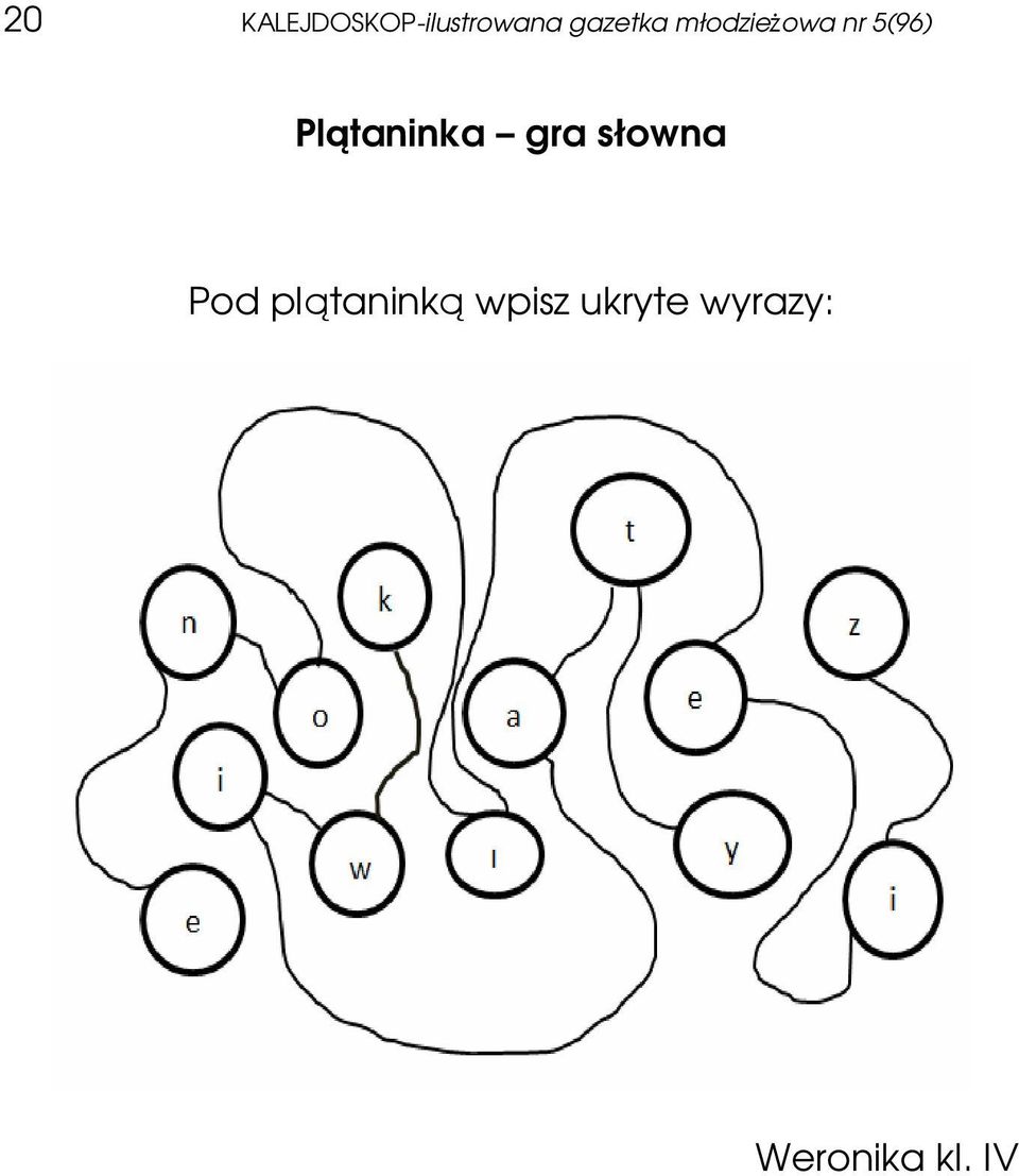 Plątaninka gra słowna Pod