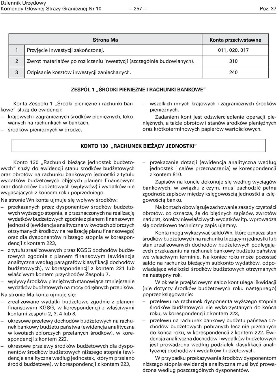 240 ZESPÓŁ 1 ŚRODKI PIENIĘŻNE I RACHUNKI BANKOWE Konta Zespołu 1 Środki pieniężne i rachunki bankowe służą do ewidencji: krajowych i zagranicznych środków pieniężnych, lokowanych na rachunkach w