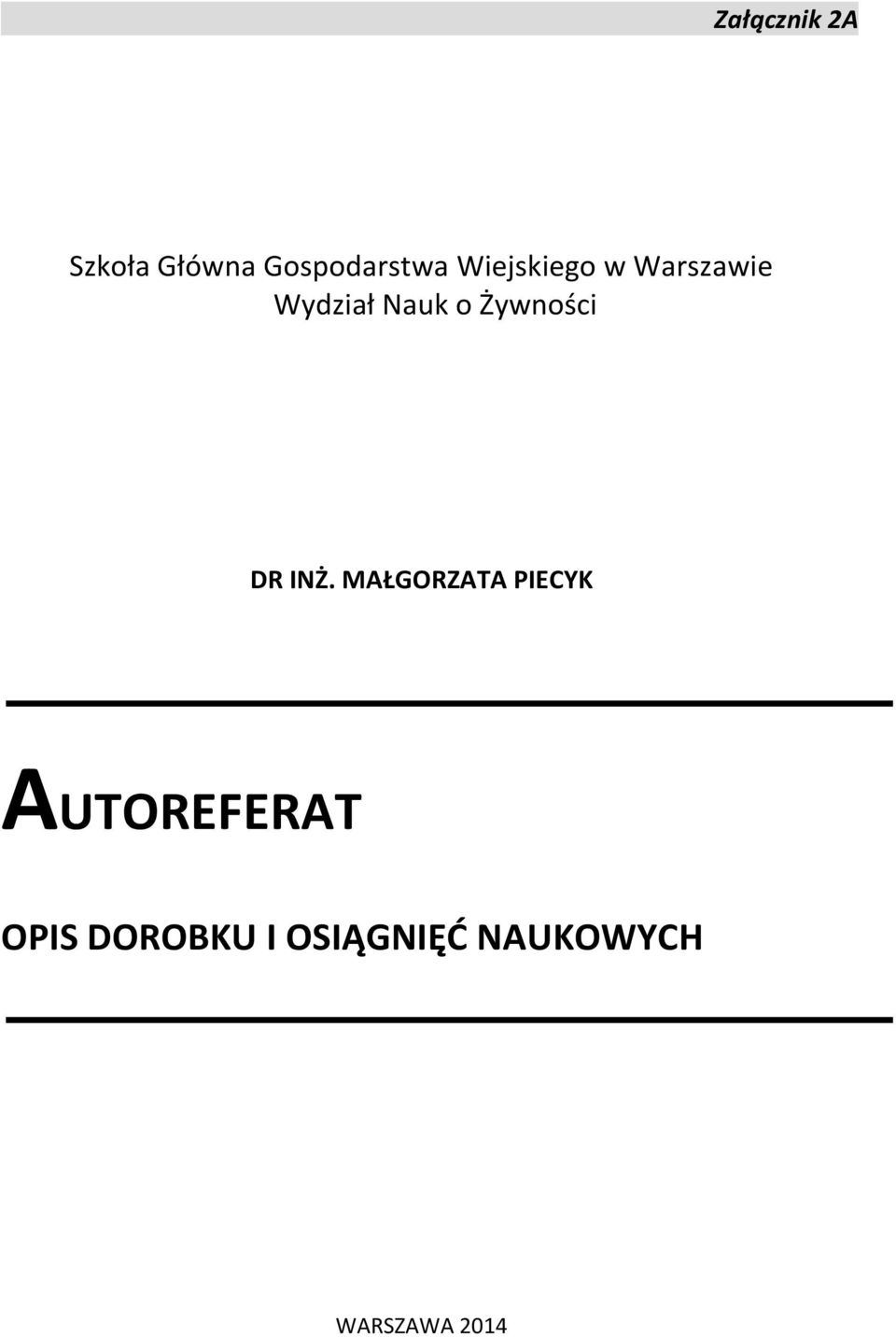 Żywności DR INŻ.