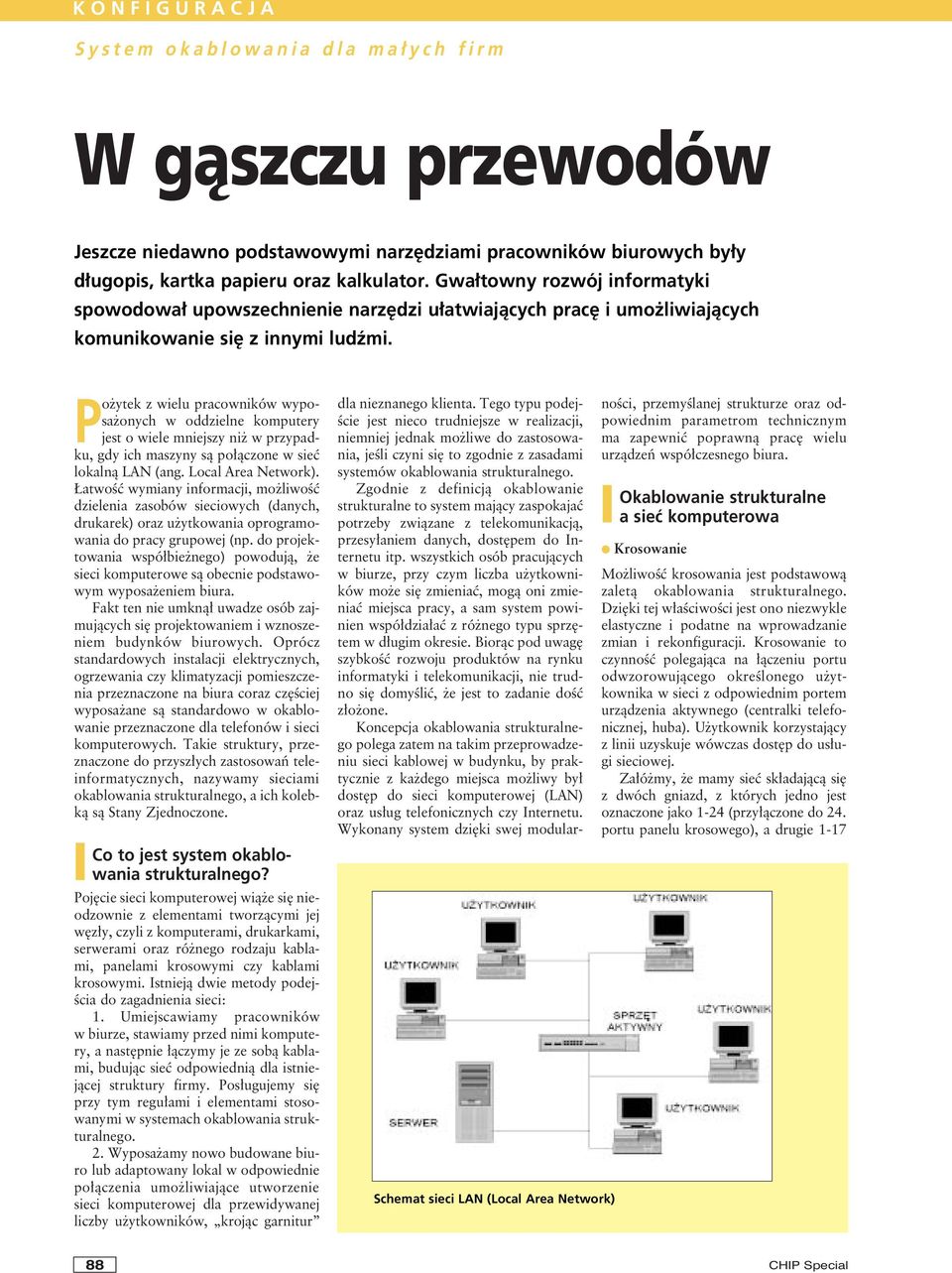 Po ytek z wielu pracowników wyposa onych w oddzielne komputery jest o wiele mniejszy ni w przypadku, gdy ich maszyny sà po àczone w sieç lokalnà LAN (ang. Local Area Network).