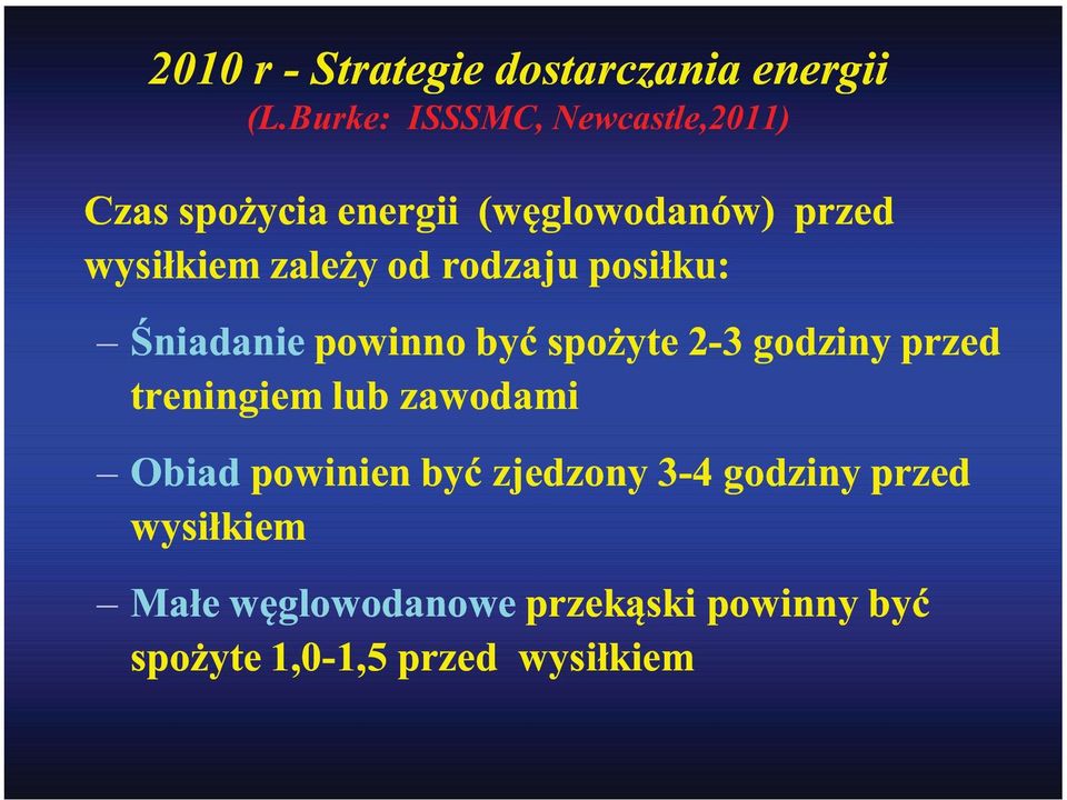 zależy od rodzaju posiłku: Śniadanie powinno być spożyte 2-3 godziny przed treningiem lub