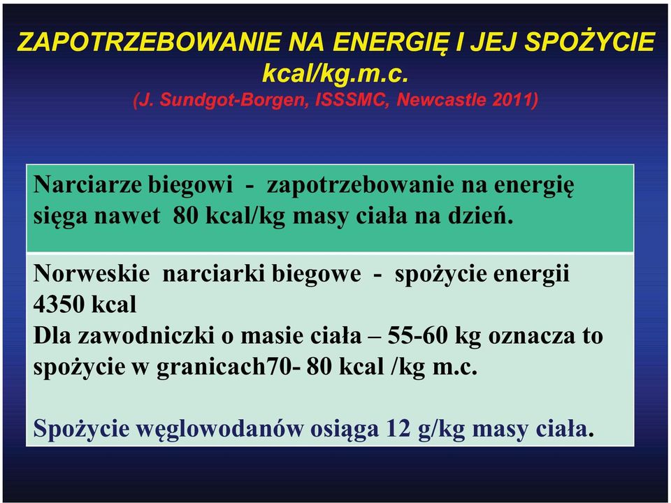 sięga nawet 80 kcal/kg masy ciała na dzień.
