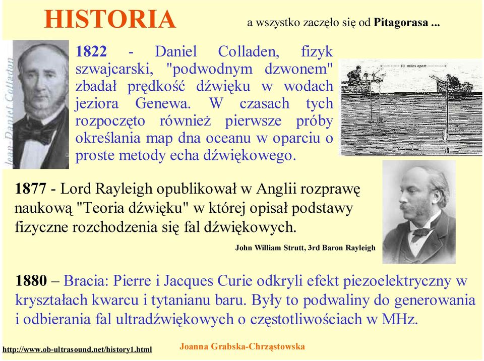 .. 1877 -Lord Rayleigh opublikował w Anglii rozprawę naukową "Teoria dźwięku" w której opisał podstawy fizyczne rozchodzenia się fal dźwiękowych.