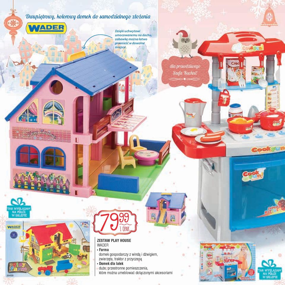 zestaw play house wader Farma domek gospodarczy z windą i dźwigiem, zwierzęta, traktor