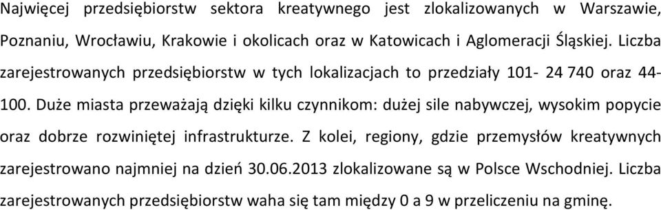 Duże miasta przeważają dzięki kilku czynnikom: dużej sile nabywczej, wysokim popycie oraz dobrze rozwiniętej infrastrukturze.