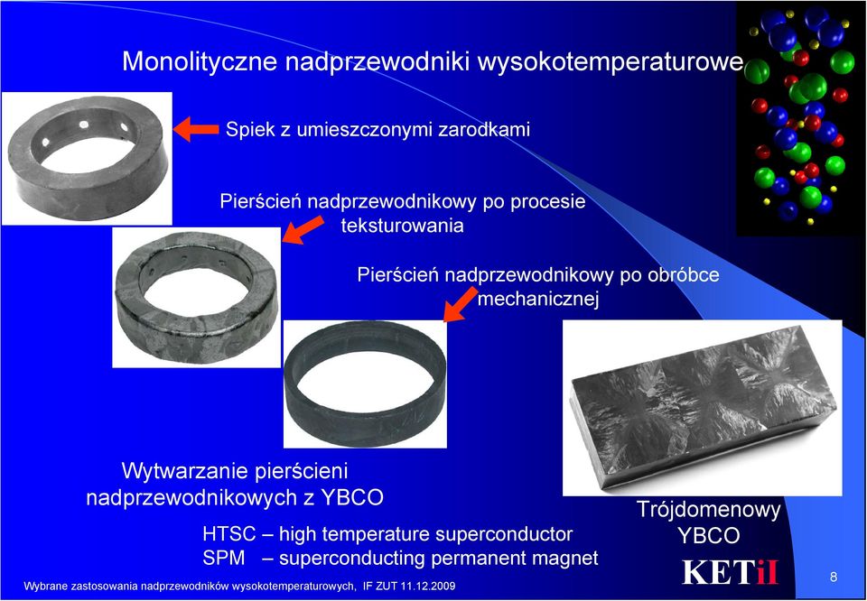 obróbce mechanicznej Wytwarzanie pierścieni nadprzewodnikowych z YBCO HTSC high