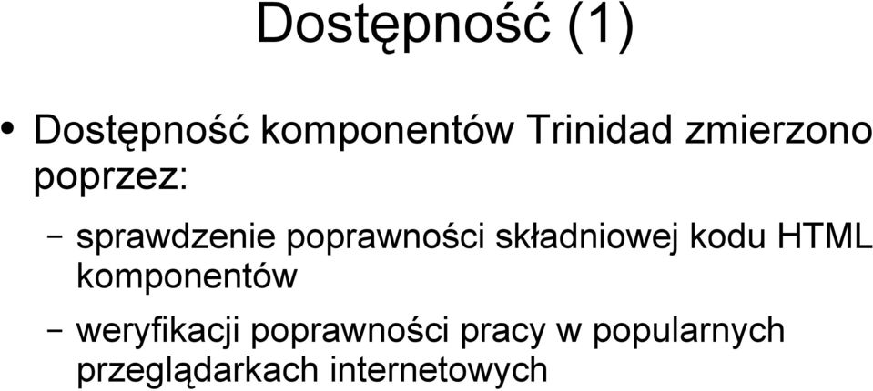 składniowej kodu HTML komponentów weryfikacji