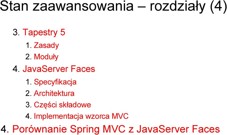 Specyfikacja 2. Architektura 3. Części składowe 4.