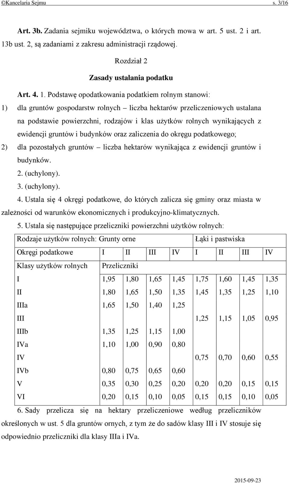 wynikających z ewidencji gruntów i budynków oraz zaliczenia do okręgu podatkowego; 2) dla pozostałych gruntów liczba hektarów wynikająca z ewidencji gruntów i budynków. 2. (uchylony). 3. (uchylony). 4.