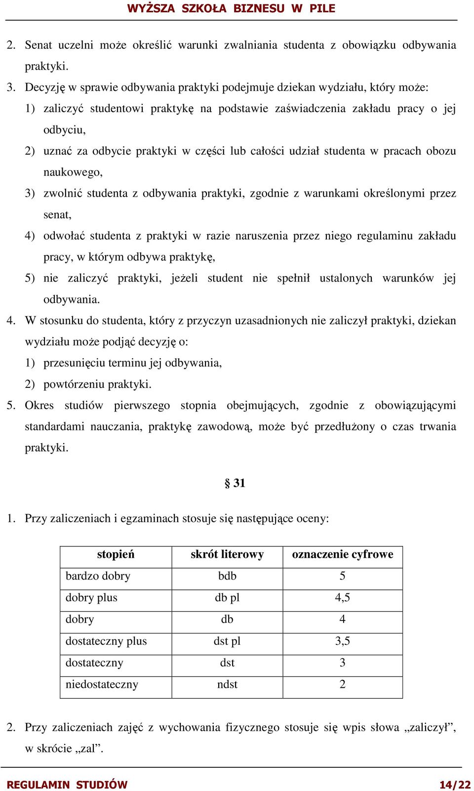 części lub całości udział studenta w pracach obozu naukowego, 3) zwolnić studenta z odbywania praktyki, zgodnie z warunkami określonymi przez senat, 4) odwołać studenta z praktyki w razie naruszenia