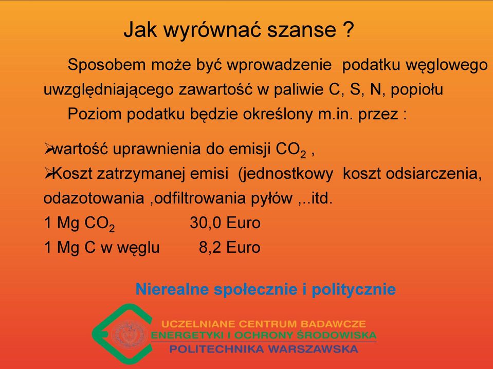 popiołu Poziom podatku będzie określony m.in.