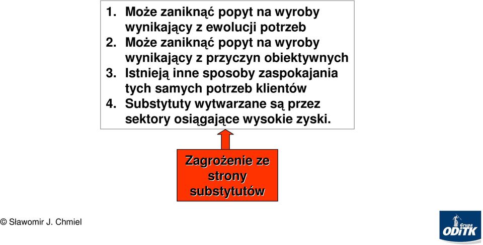 Istnieją inne sposoby zaspokajania tych samych potrzeb klientów 4.