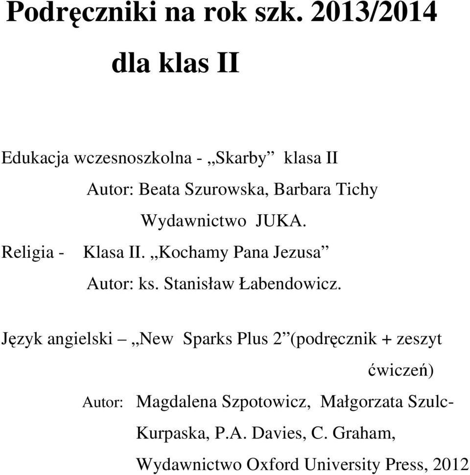 Język angielski New Sparks Plus 2 (podręcznik + zeszyt ćwiczeń) Autor: Magdalena Szpotowicz,
