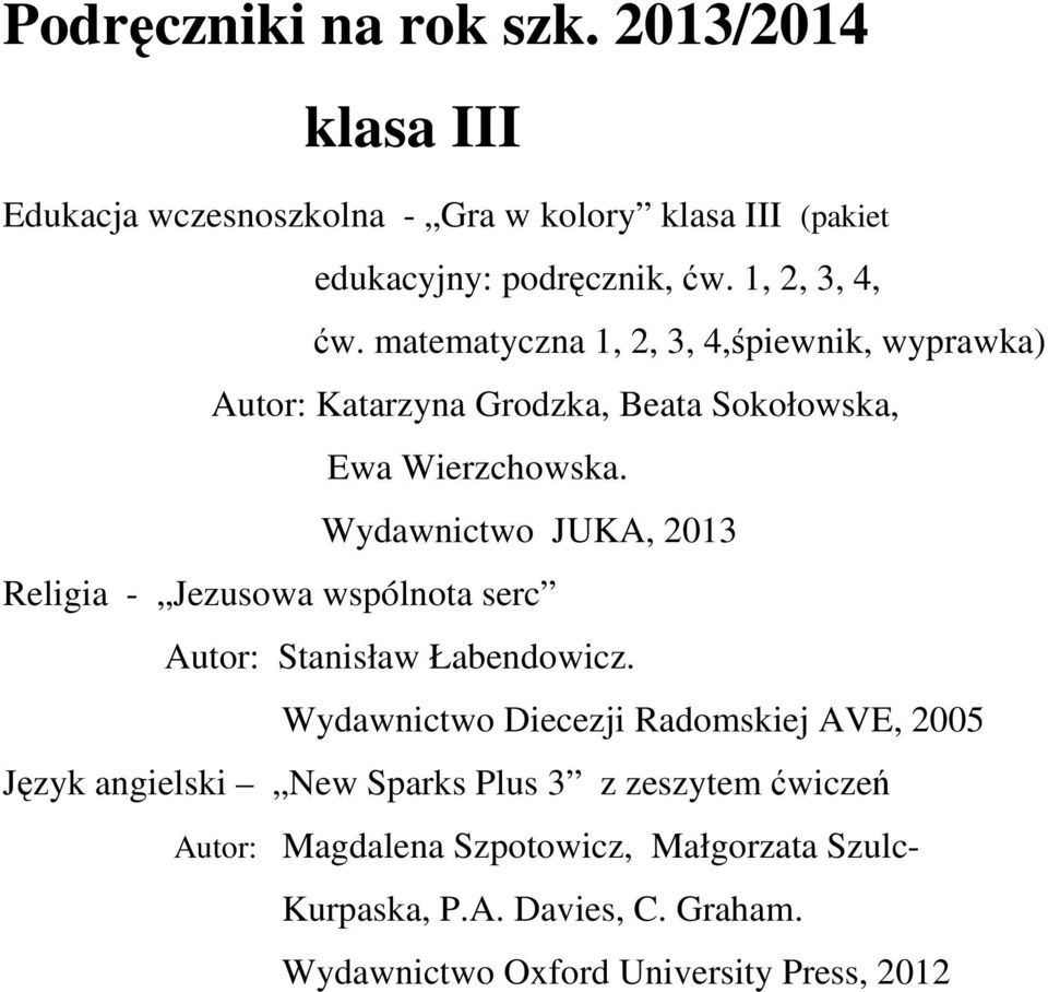Wydawnictwo JUKA, 2013 Religia - Jezusowa wspólnota serc Autor: Stanisław Łabendowicz.