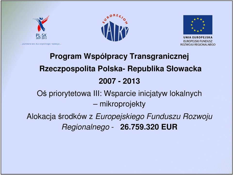 Wsparcie inicjatyw lokalnych mikroprojekty Alokacja
