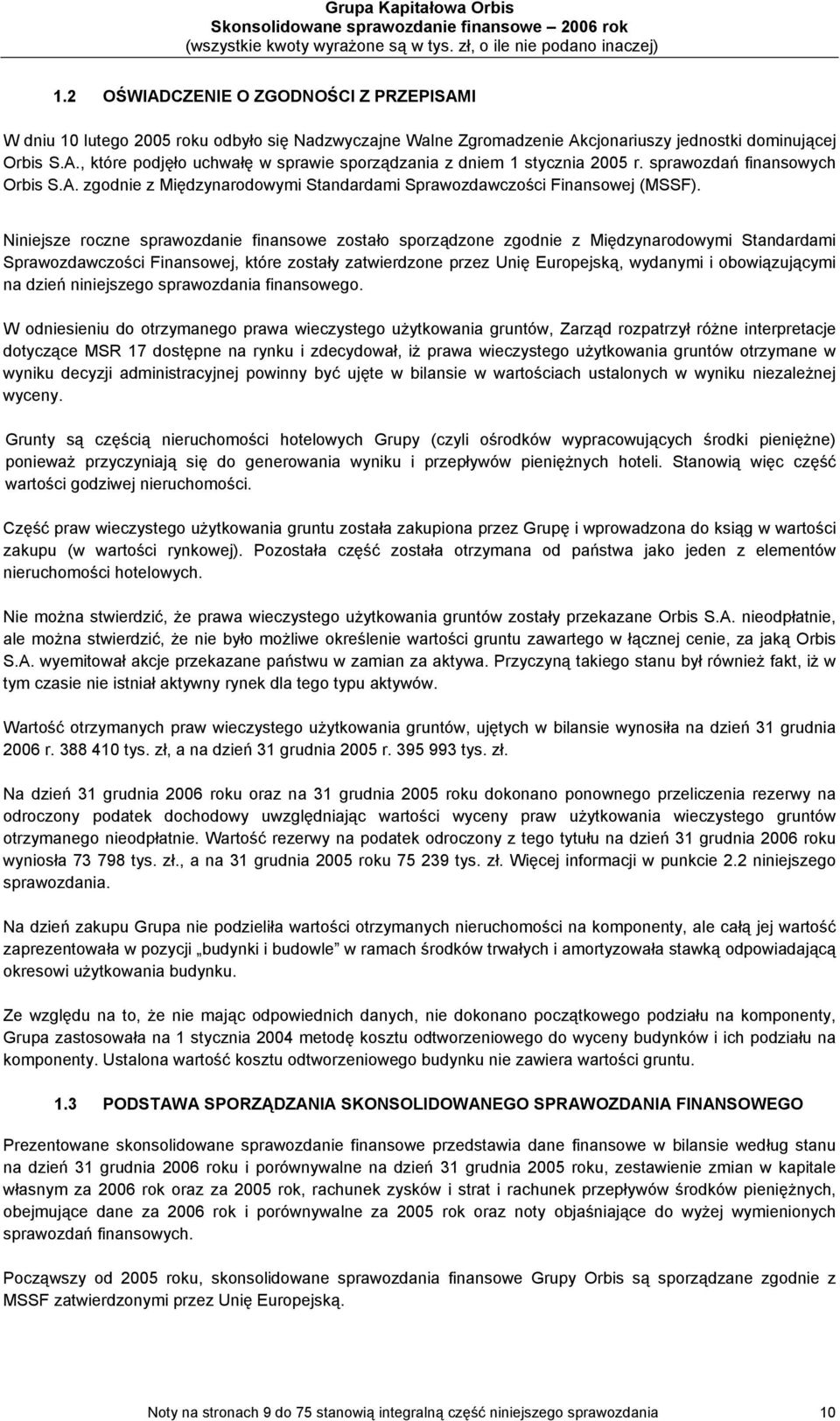 Niniejsze roczne sprawozdanie finansowe zostało sporządzone zgodnie z Międzynarodowymi Standardami Sprawozdawczości Finansowej, które zostały zatwierdzone przez Unię Europejską, wydanymi i