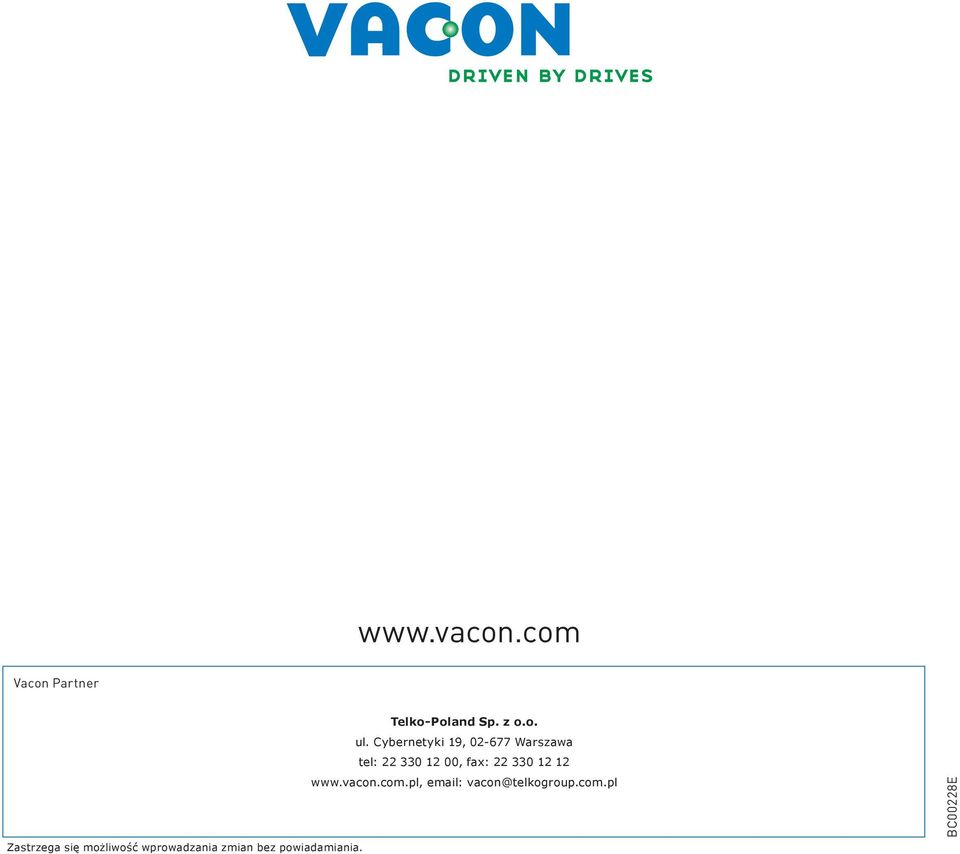 12 www.vacon.com.