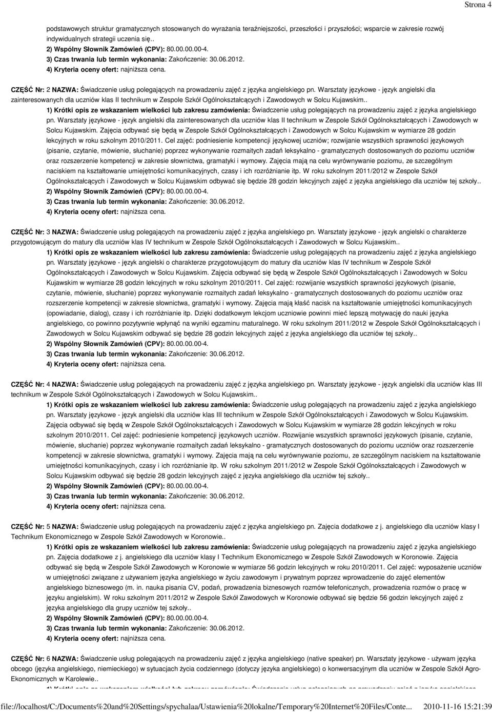 Warsztaty językowe - język angielski dla zainteresowanych dla uczniów klas II technikum w Zespole Szkół Ogólnokształcących i Zawodowych w Solcu Kujawskim.. pn.