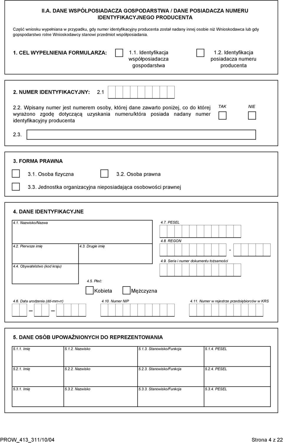 Identyfikacja posiadacza numeru producenta 2.