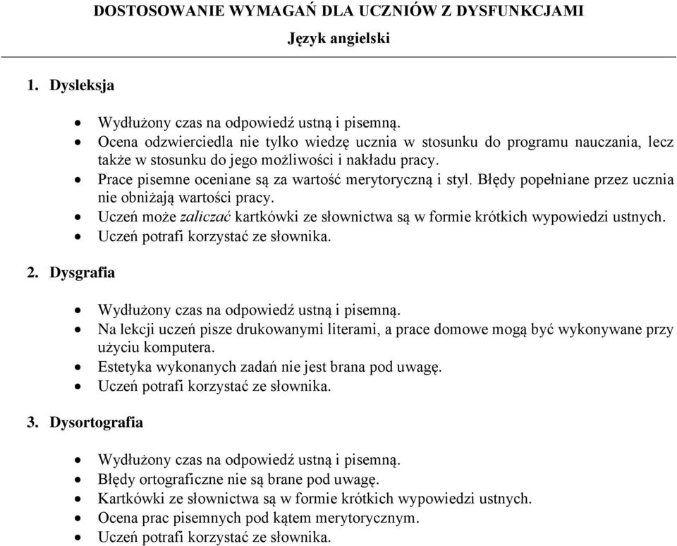 Prace pisemne oceniane są za wartość merytoryczną i styl. Błędy popełniane przez ucznia nie obniżają wartości pracy.