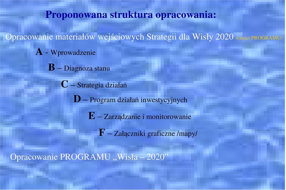 stanu C Strategia działań D Program działań inwestycyjnych E Zarządzanie