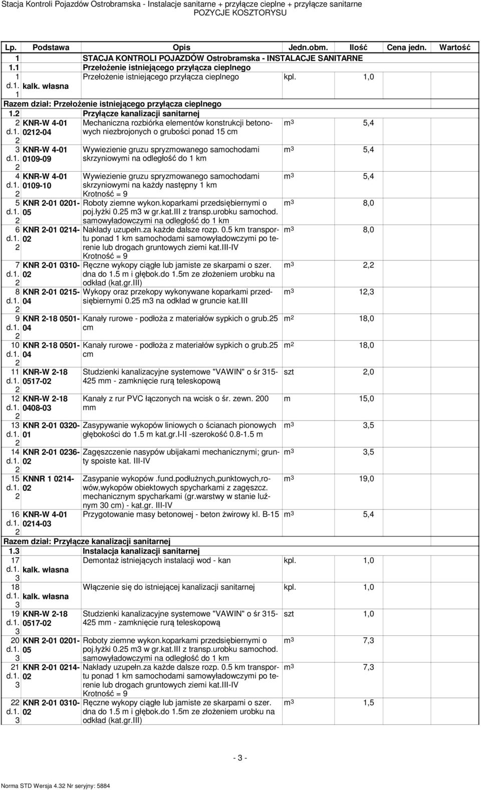 Przyłącze kanalizacji sanitarnej KNR-W - -0 7 8 9 10 11 1 1 1 1 KNR-W - 09-09 KNR-W - 09-10 KNR - 0-0 KNR - - 0 KNR - 0-0 KNR - - 0 KNR -18 0-0 KNR -18 0-0 KNR-W -18 7-0 KNR-W -18 008-0 KNR - 00- KNR