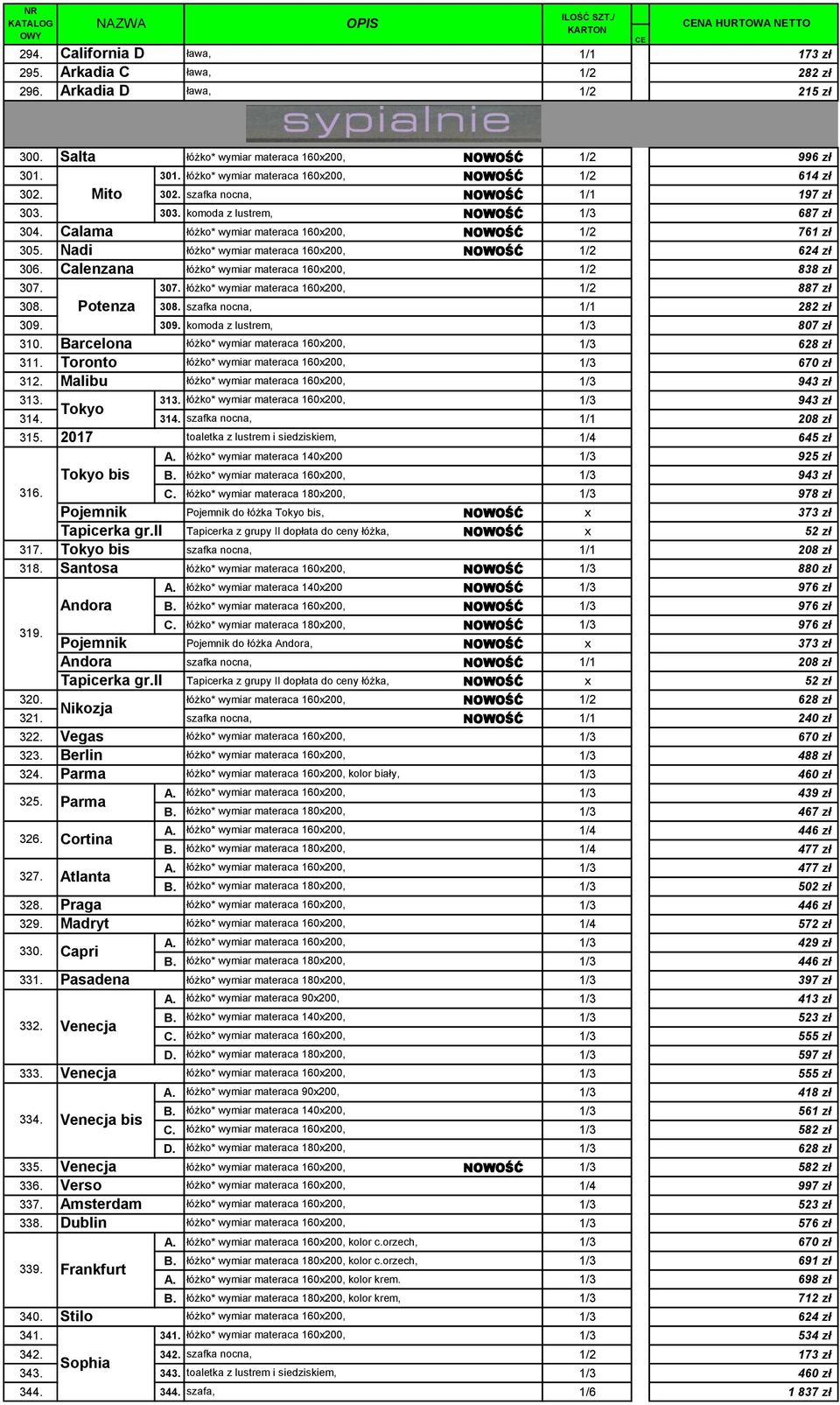 łóżko* wymiar materaca 160x200, NOWOŚĆ 1/2 761 zł 305. łóżko* wymiar materaca 160x200, NOWOŚĆ 1/2 624 zł 306. łóżko* wymiar materaca 160x200, 1/2 838 zł 307.