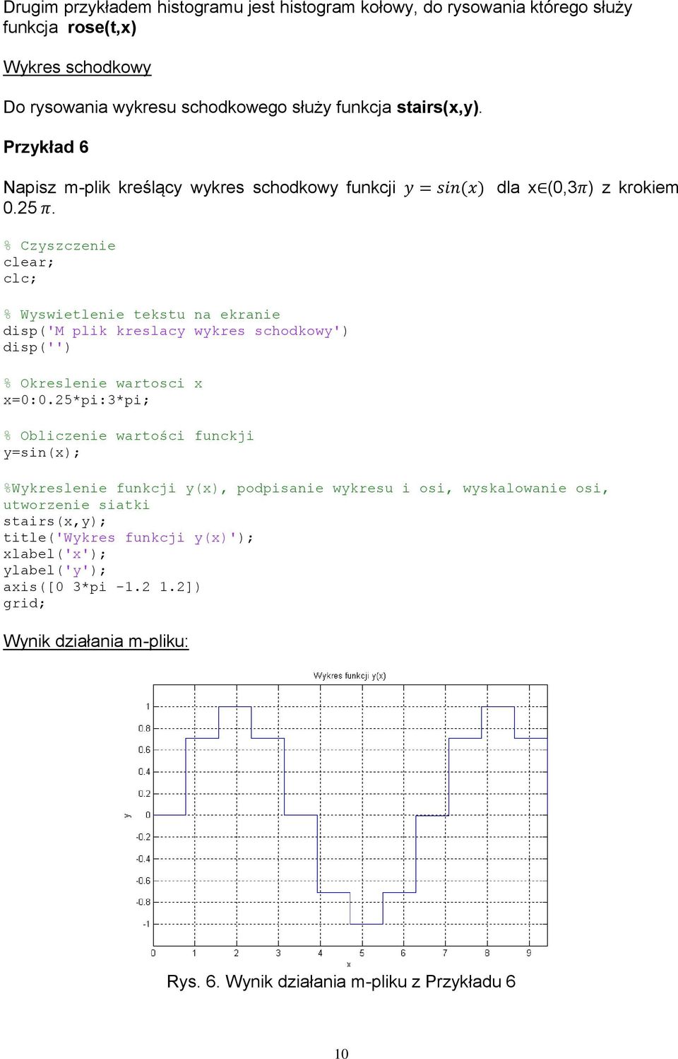dla x (0,3 ) z krokiem disp('m plik kreslacy wykres schodkowy') % Okreslenie wartosci x x=0:0.