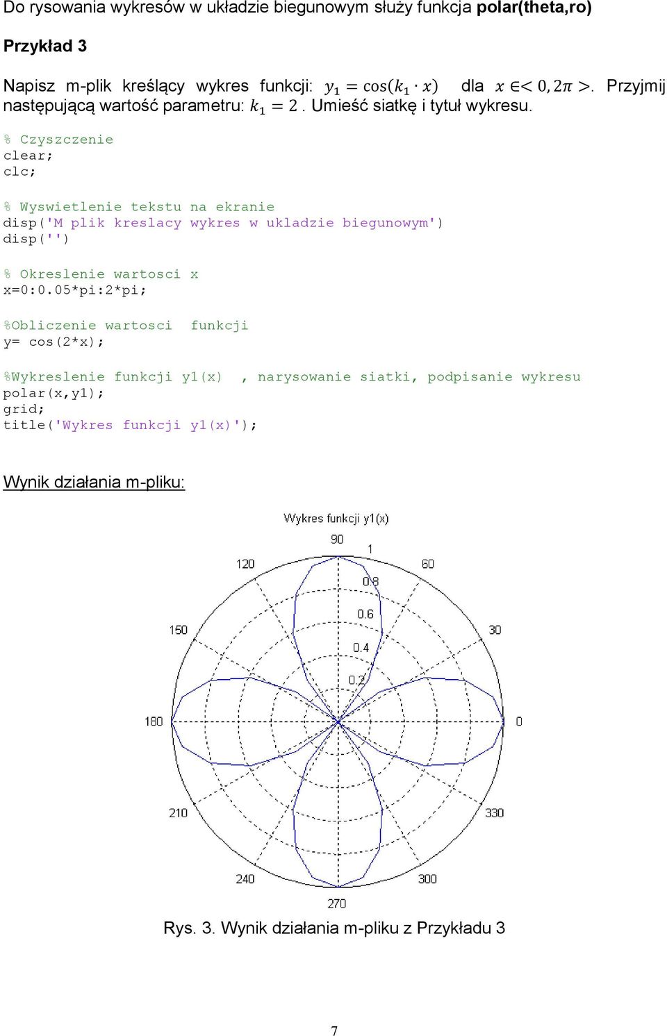 disp('m plik kreslacy wykres w ukladzie biegunowym') % Okreslenie wartosci x x=0:0.