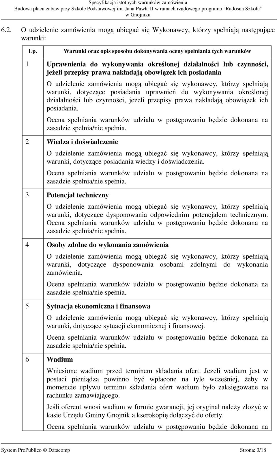 udzielenie zamówienia mogą ubiegać się wykonawcy, którzy spełniają warunki, dotyczące posiadania uprawnień do wykonywania określonej działalności lub czynności, jeŝeli przepisy prawa nakładają