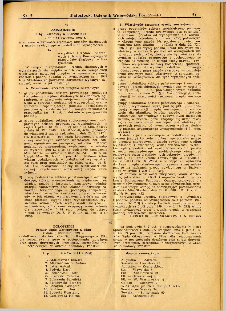 W zw iązku z zapytaniam i urzędów skarbow ych o w y łan iający ch się w ątpliw ościach co do kom petencji w łaściw ości rzeczow ej urzędów w spraw ie w ym iaru, k ontroli i poboru podatku od w