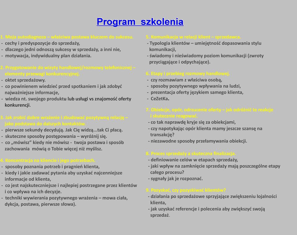 Przygotowanie do wizyty handlowej/rozmowy telefonicznej elementy przewagi konkurencyjnej. - oktet sprzedażowy.