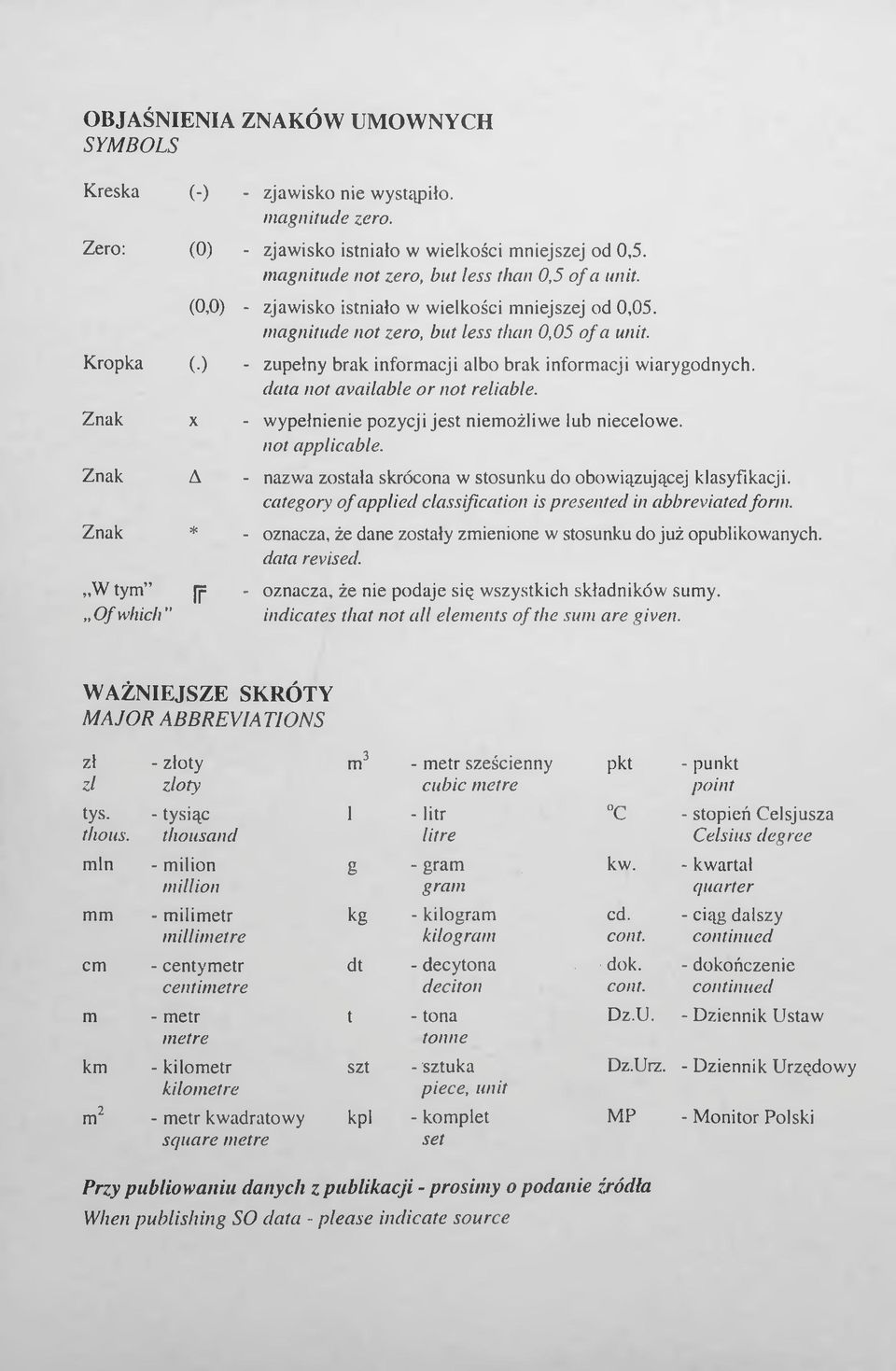 zupełny brak informacji albo brak informacji wiarygodnych. data not available or not reliable. wypełnienie pozycji jest niemożliwe lub niecelowe. not applicable.