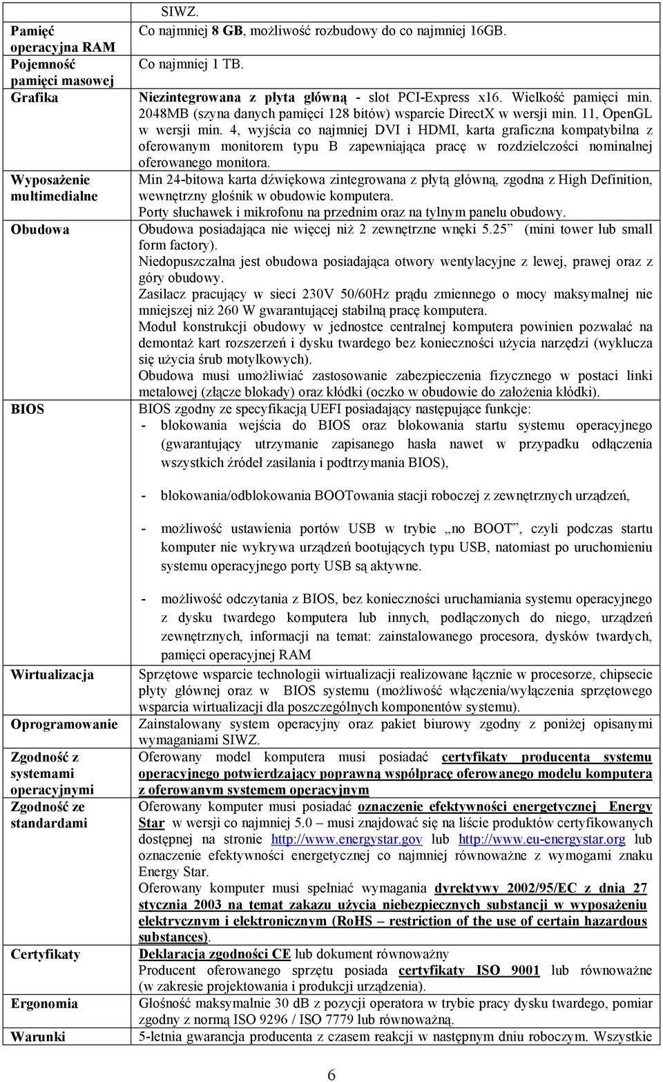4, wyjścia co najmniej DVI i HDMI, karta graficzna kompatybilna z oferowanym monitorem typu B zapewniająca pracę w rozdzielczości nominalnej oferowanego monitora.