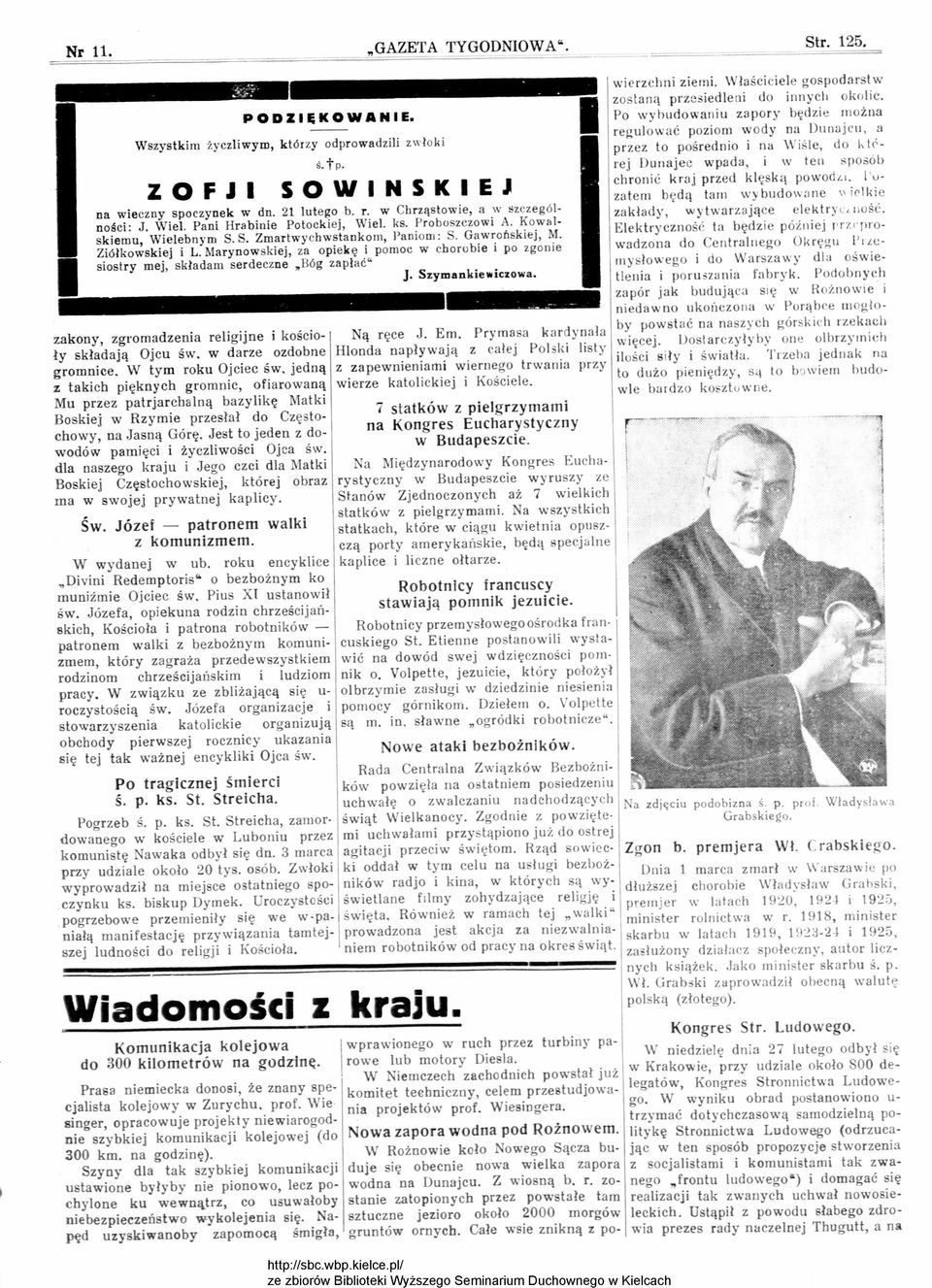 wytwrz ją c l ktry cj 110 nośc: J W Pn Hrbn Potockj, W ks Pro boszczow A KowlE l k tr yczno' t będzc późnj J''UprOskmu, Wlbnym S S Zmrtwy cbwstnkom, Pnom: S Gwrobskj, M wdzon do Cntrlngo Okręgu