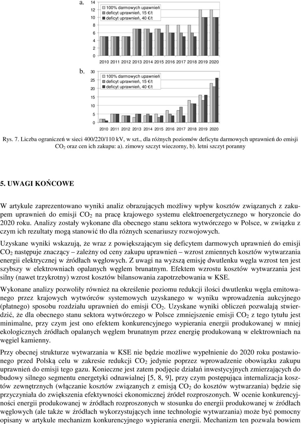 UWAGI KOŃCOWE W artykule zaprezentowano wyniki analiz obrazujących możliwy wpływ kosztów związanych z zakupem uprawnień do emisji CO na pracę krajowego systemu elektroenergetycznego w horyzoncie do