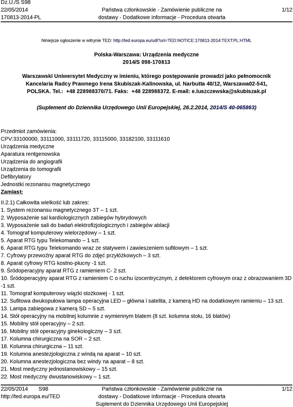 Radcy Prawnego Irena Skubiszak-Kalinowska, ul. Narbutta 40/12,