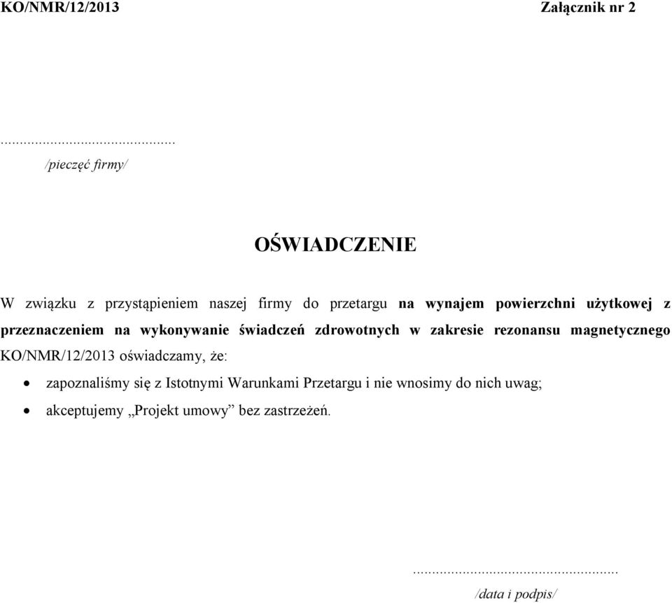 powierzchni u ytkowej z przeznaczeniem na wykonywanie wiadcze zdrowotnych w zakresie rezonansu