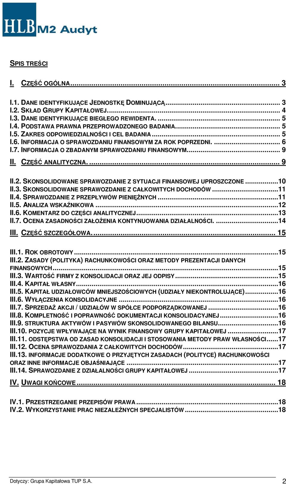 ... 9 II.2. SKONSOLIDOWANE SPRAWOZDANIE Z SYTUACJI FINANSOWEJ UPROSZCZONE...10 II.3. SKONSOLIDOWANE SPRAWOZDANIE Z CAŁKOWITYCH DOCHODÓW...11 II.4. SPRAWOZDANIE Z PRZEPŁYWÓW PIENIĘŻNYCH...11 II.5.