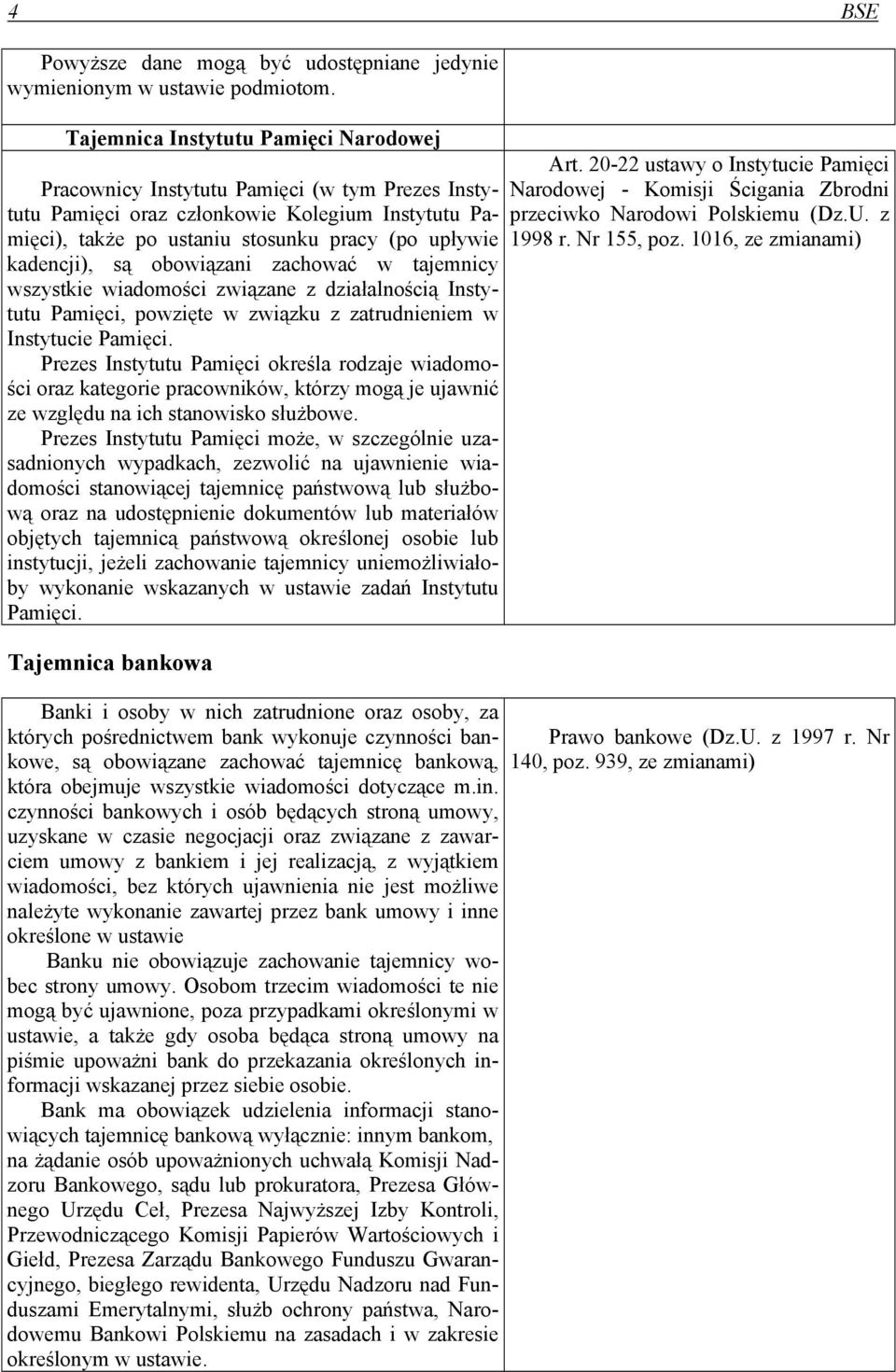 są obowiązani zachować w tajemnicy wszystkie wiadomości związane z działalnością Instytutu Pamięci, powzięte w związku z zatrudnieniem w Instytucie Pamięci.