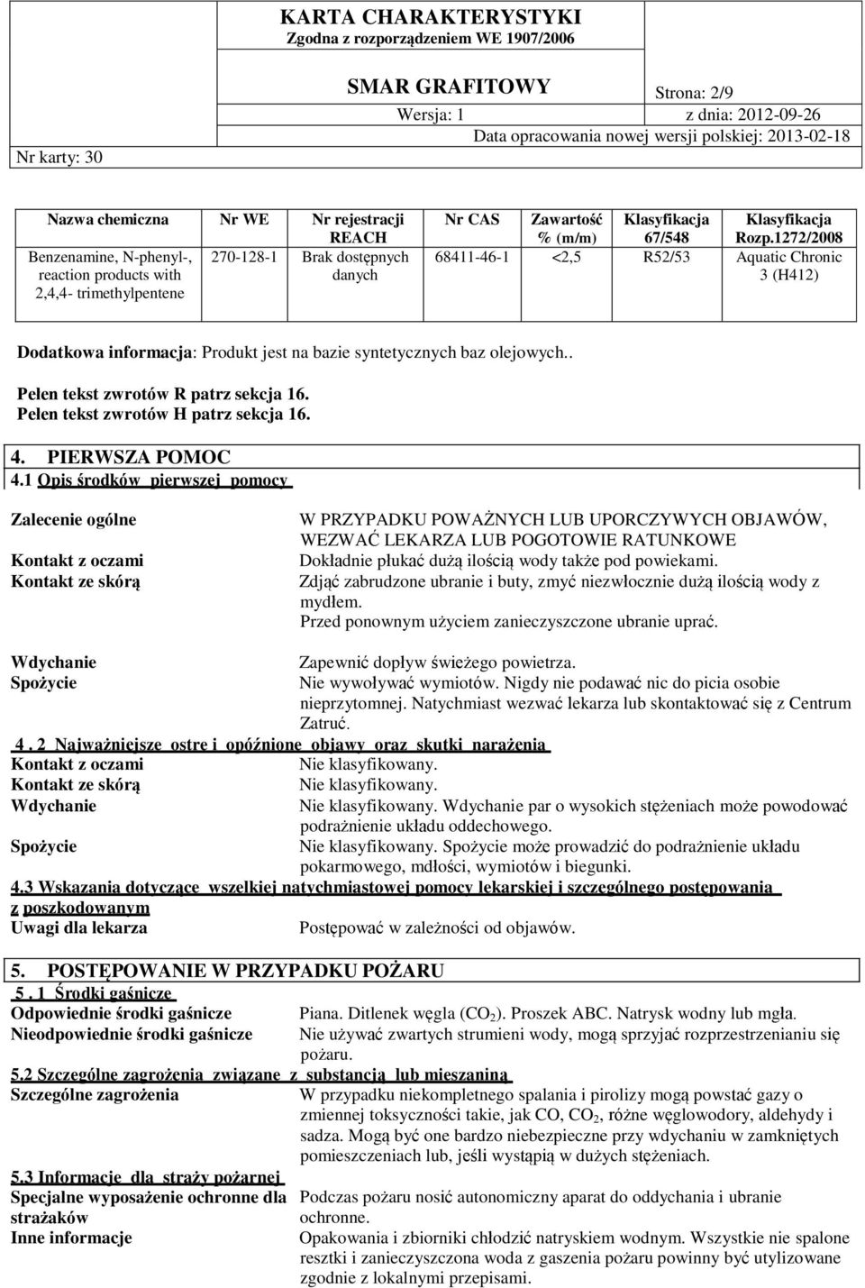 . Pełen tekst zwrotów R patrz sekcja 16. Pełen tekst zwrotów H patrz sekcja 16. 4. PIERWSZA POMOC 4.
