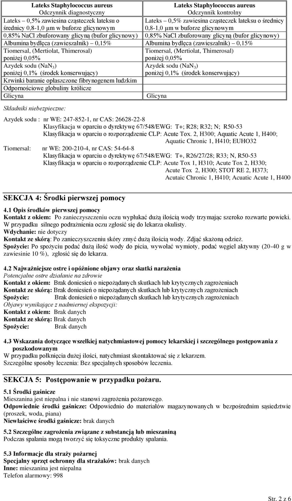 (zawieszalnik) 0,15% Albumina bydlęca (zawieszalnik) 0,15% Tiomersal, (Mertiolat, Thimerosal) Tiomersal, (Mertiolat, Thimerosal) poniżej 0,05% poniżej 0,05% Azydek sodu (NaN 3 ) Azydek sodu (NaN 3 )