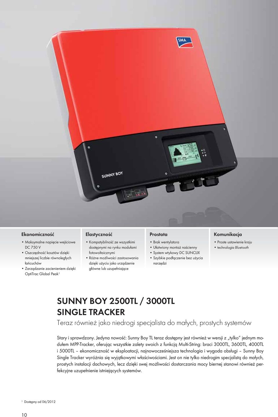 montaż naścienny System wtykowy DC SUNCLIX Szybkie podłączenie bez użycia narzędzi Proste ustawienie kraju technologia Bluetooth SUNNY BOY 2500TL / 3000TL SINGLE TRACKER Teraz również jako niedrogi