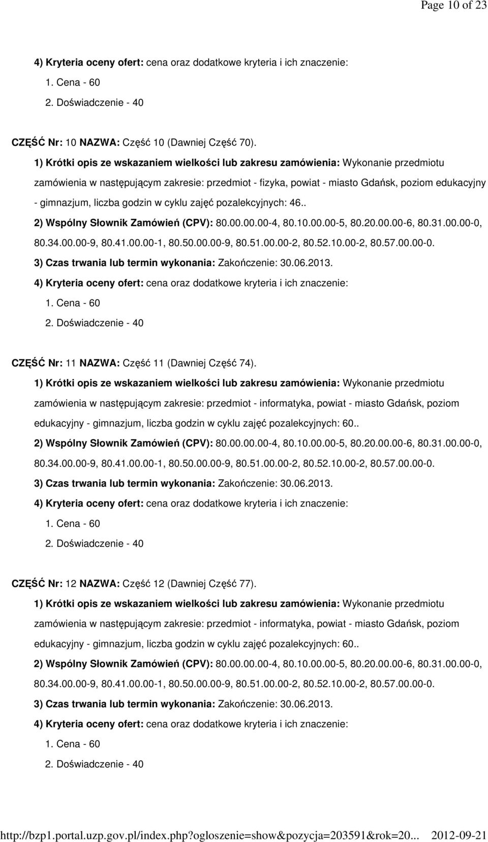 . CZĘŚĆ Nr: 11 NAZWA: Część 11 (Dawniej Część 74).