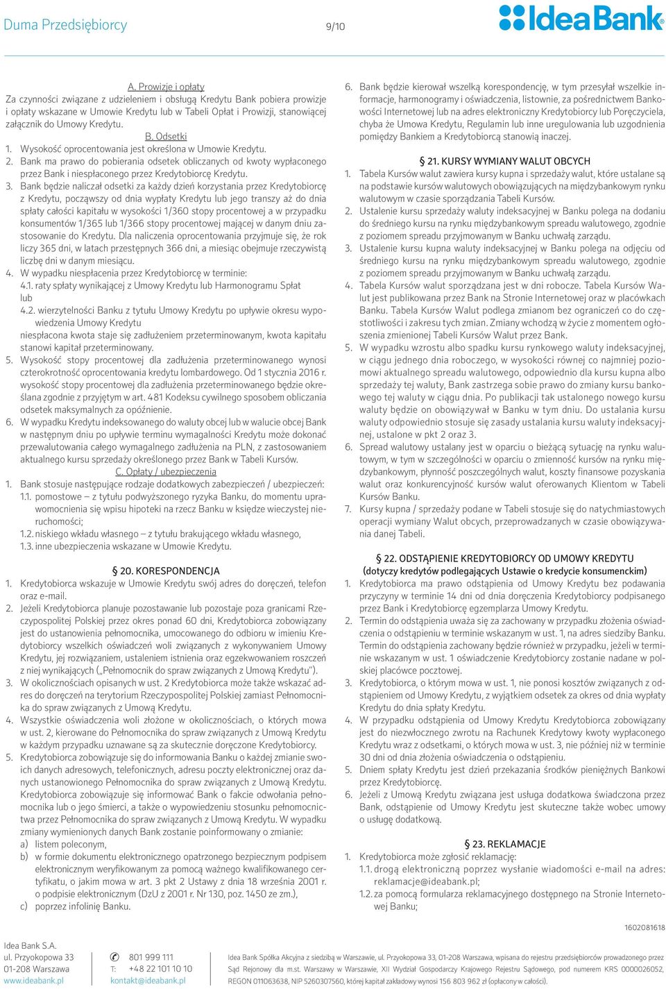 REGULAMIN KREDYTOWANIA IDEA BANK SA (obowiązuje od r.) - PDF Darmowe  pobieranie