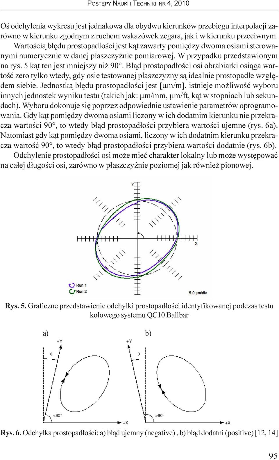 B³¹d prostopad³oœci osi obrabiarki osi¹ga wartoœæ zero tylko wtedy, gdy osie testowanej p³aszczyzny s¹ idealnie prostopad³e wzglêdem siebie.