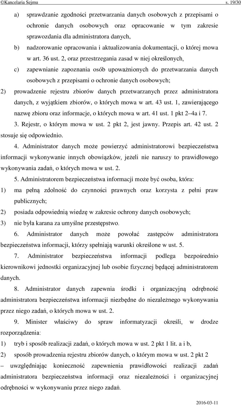 opracowania i aktualizowania dokumentacji, o której mowa w art. 36 ust.