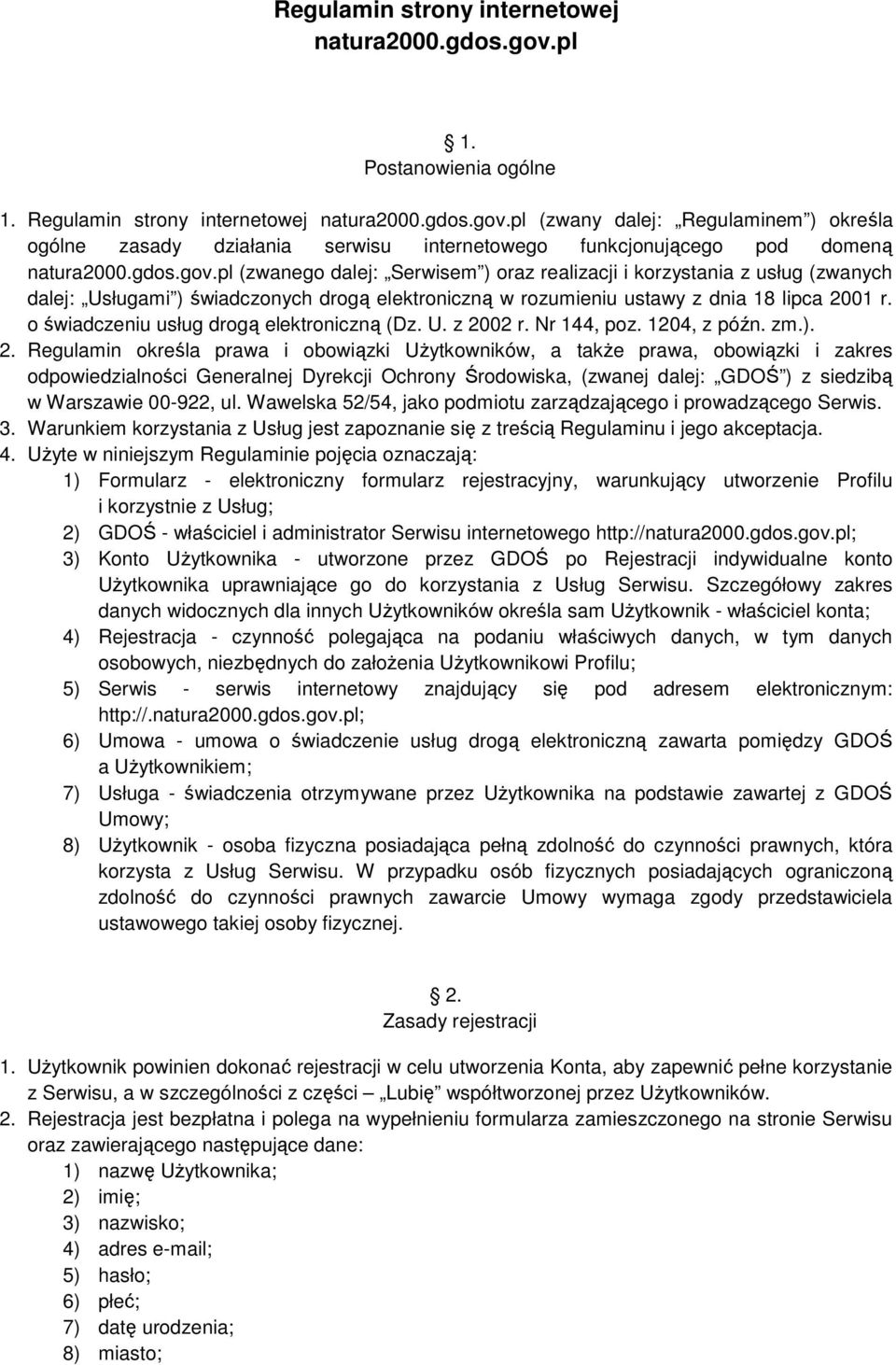 o świadczeniu usług drogą elektroniczną (Dz. U. z 20