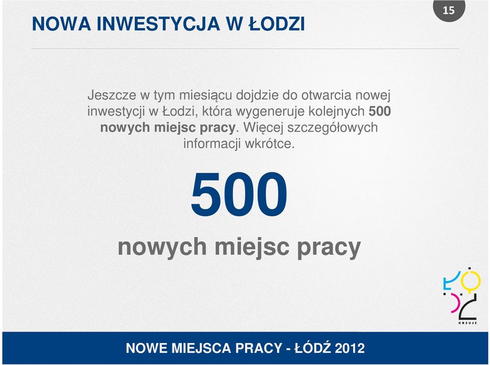 wygeneruje kolejnych 500 nowych miejsc pracy.