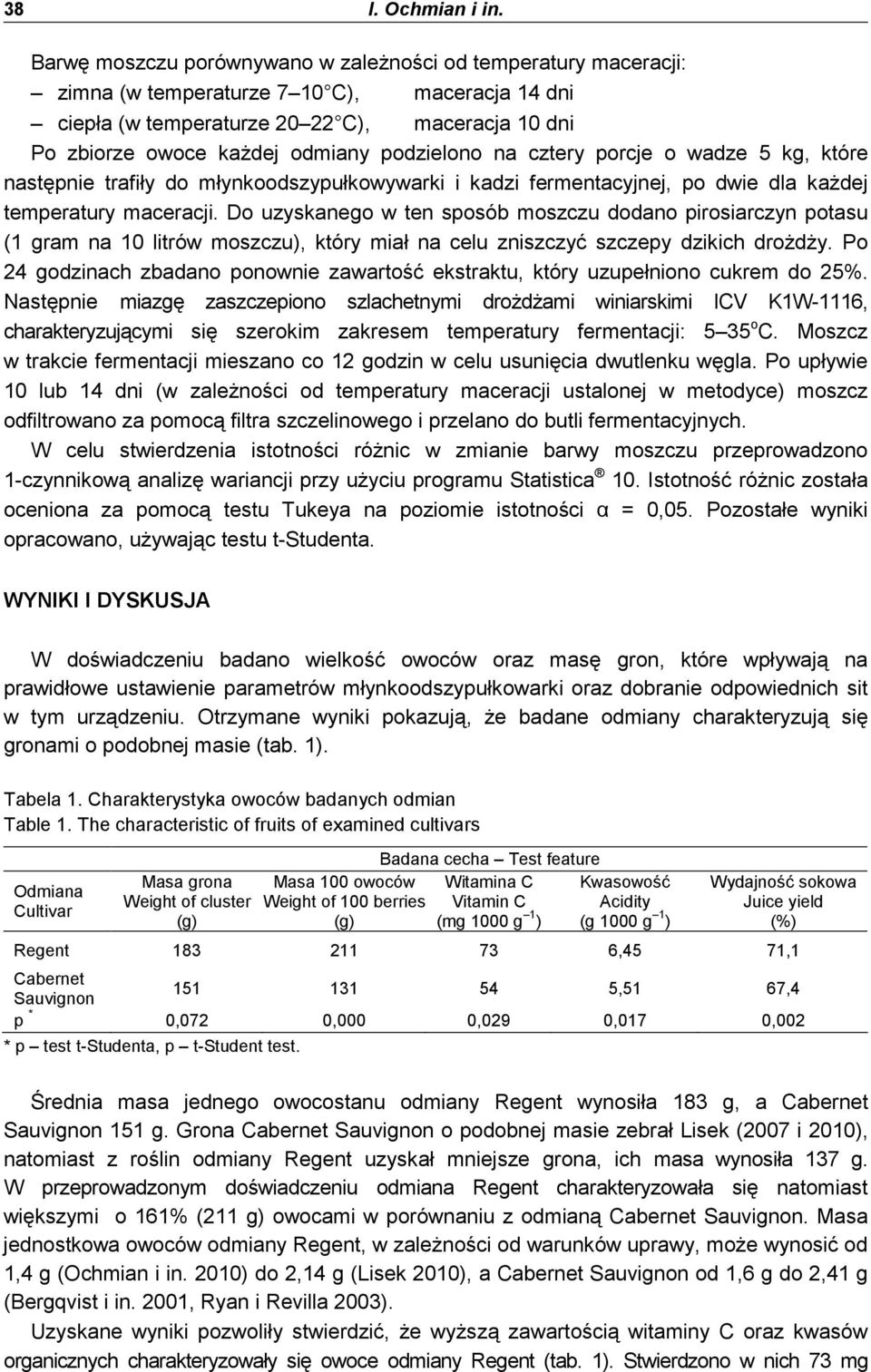 podzielono na cztery porcje o wadze 5 kg, które następnie trafiły do młynkoodszypułkowywarki i kadzi fermentacyjnej, po dwie dla kaŝdej temperatury maceracji.